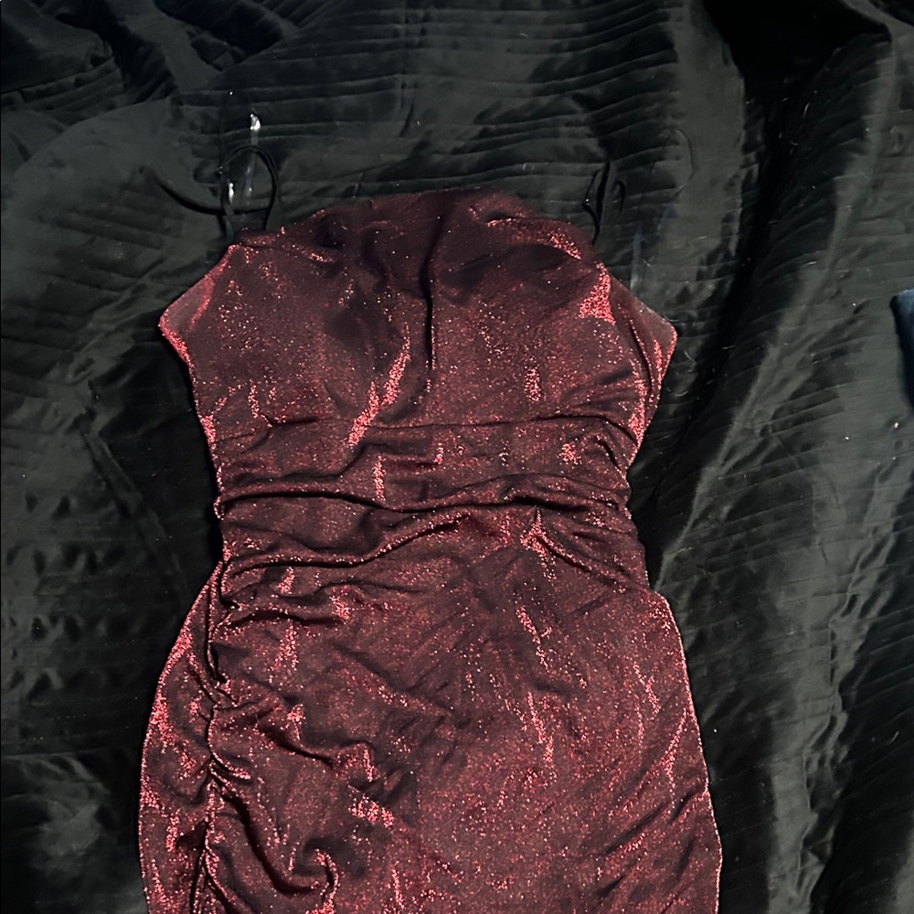 Emerald Sundae Sparkle Burgundy Mini Dress